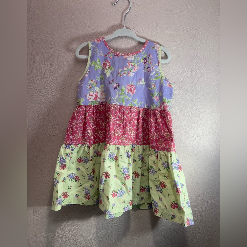 Hanna Andersson 2T Floral Kids Dress in Purple, Pink, and Green